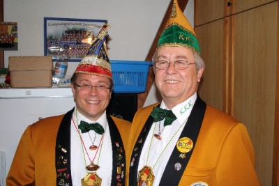 Der alte und neue Präsident Dirk Häfner mit dem Kassier nach der Ordensvergabe KKK - Fastnachtsauftakt - Kampagne - 2013